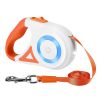 16FT Retractable Dog Leash Extendable Pet Leash Dog Walking Leash with Flashlight RGB Light 2 Rolls of Waste Bags Dispenser Fit for 66-110lbs - Orange