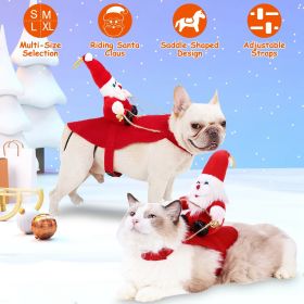 Pet Christmas Costumes Red Winter Coat for Dog Riding Santa Claus with Bell Clothes New Year Outfit Cosplay Costumes Party Dress Up For Cats - XL