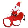 Pet Christmas Costumes Red Winter Coat for Dog Riding Santa Claus with Bell Clothes New Year Outfit Cosplay Costumes Party Dress Up For Cats - L