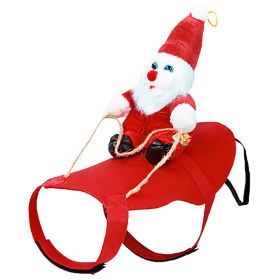 Pet Christmas Costumes Red Winter Coat for Dog Riding Santa Claus with Bell Clothes New Year Outfit Cosplay Costumes Party Dress Up For Cats - L