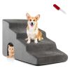 4-Tier High Density Foam Dog Ramps Extra Wide Pet Stairs with Non-slip Bottom - Gray