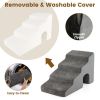 4-Tier High Density Foam Dog Ramps Extra Wide Pet Stairs with Non-slip Bottom - Gray