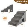 4-Tier High Density Foam Dog Ramps Extra Wide Pet Stairs with Non-slip Bottom - Gray