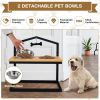 5 Heights Elevated Pet Feeder with 2 Detachable Stainless Steel Bowl - Natural