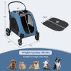 4 Wheels Extra Large Dog Stroller Foldable Pet Stroller with Dual Entry - Blue