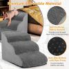3-Tier Non-Slip Dog Steps with High-Density Sponge and Silicone Paw Prints - Gray
