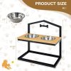 5 Heights Elevated Pet Feeder with 2 Detachable Stainless Steel Bowl - Natural