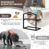 5 Heights Elevated Pet Feeder with 2 Detachable Stainless Steel Bowl - Brown