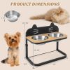 Raised Pets Cats Dog Feeding Station Elevated Pet Feeder - Black & Natural - Style B