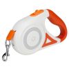 16FT Retractable Dog Leash Extendable Pet Leash Dog Walking Leash with Flashlight RGB Light 2 Rolls of Waste Bags Dispenser Fit for 66-110lbs - Orange