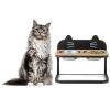 Raised Pets Cats Dog Feeding Station Elevated Pet Feeder - Black & Natural - Style B
