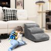 3-Tier Non-Slip Dog Steps with High-Density Sponge and Silicone Paw Prints - Gray