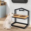 5 Heights Elevated Pet Feeder with 2 Detachable Stainless Steel Bowl - Natural
