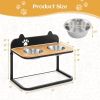Raised Pets Cats Dog Feeding Station Elevated Pet Feeder - Black & Natural - Style A