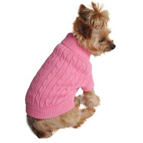 Dog Cable Knit 100% Cotton Sweater Candy Pink (size: 2X-Large)