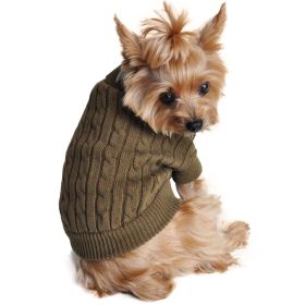 Dog Cable Knit 100% Cotton Sweater Herb Green (size: 2X-Large)