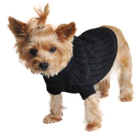 Dog Cable Knit 100% Cotton Sweater Jet Black (size: 2X-Large)