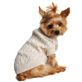 Dog Cable Knit 100% Cotton Sweater Oatmeal (size: 2X-Large)