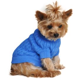 Dog Cable Knit 100% Cotton Sweater Riverside Blue (size: 2X-Large)