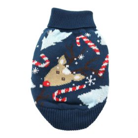 Dog Cable Knit 100% Cotton Sweater Ugly Reindeer (size: 2X-Large)