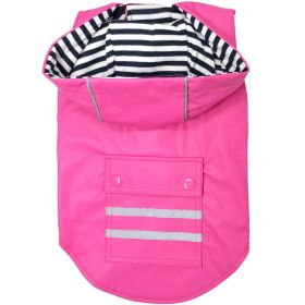 Slicker Raincoat with Striped Lining (Color: Raspberry Pink, size: 3X-Large)